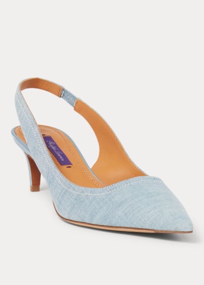 Ralph Lauren Cleo Cotton Chambray Pumps Dame Danmark (IXEMW2867)